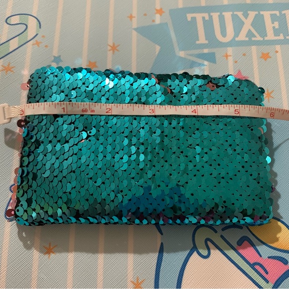 Turquoise Mermaid Reversible Flip Sequin Mini Notebook Journal - Picture 16 of 16